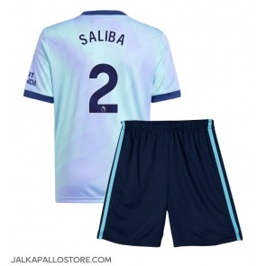 Arsenal William Saliba #2 Kolmaspaita Lapsille 2024-25 Lyhythihainen (+ shortsit)